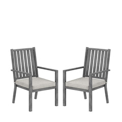 Set of 2 23" All-Weather Aluminum Patio Dining Chairs with Thick Gray Cushions and Gray Frame