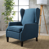 Pushback Recliner Chair, Modern Fabric Wingback Armchair with Nailhead Trim, and Wood Legs, Classic Living Room Recliner for Bedroom