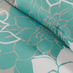 Printed Cotton Sateen Comforter Set Aqua Twin/Twin XL