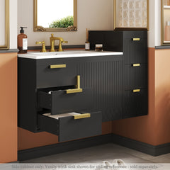 Wall Mounted Floating Cabinet, 12inch Side Cabinet with Drawers, Mutifunctional Cabinet for Bathroom, Living Room (Bathroom Vanity Not Included)
