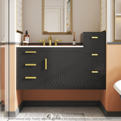 Wall Mounted Floating Cabinet, 12inch Side Cabinet with Drawers, Mutifunctional Cabinet for Bathroom, Living Room (Bathroom Vanity Not Included)