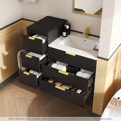 Wall Mounted Floating Cabinet, 12inch Side Cabinet with Drawers, Mutifunctional Cabinet for Bathroom, Living Room (Bathroom Vanity Not Included)