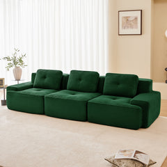 117" Modern Modular Sectional Sofa for Living Room, Corduroy Fabric,Oversized 3-Seater Couch with Deep Seat, Pearl-like piping, Tufted Design,Buckle connection,No Assembly,Anti-slip Design,Green
