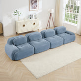 4-seat sofa soft corduroy fabric 32D high-resilience sponge pet-friendly ergonomic design full compression vacuum packaging free combination no assembly for bedrooms studies,Blue