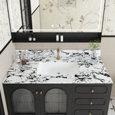 43"x22" Bathroom Vanity Top, with Undermount Ceramic Sink and Backsplash, artificial marble Bathroom Vanity Top with 1 Pre-Drilled Hole, New Carrara white and black( only Bathroom Vanity Top )