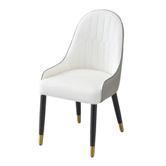 Modern Dining Chairs Set of 2 pcs Faux leather Dining Chair with Metal legs for Living Room/Dining Room/Reception Room(White+Gray)