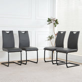 Modern Charcoal PU dining chair living room chair upholstered chair, black metal chair leg design, kitchen, living room, bedroom, dining room side chair (Set of 4)