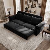 Chesterfield Sofa,93.7" King Pull Out Sofa Bed,3-in-1 Velvet Convertible Sleeper Sofa with Nailhead Trim & Rolled Arm,Multi-Functional Sofa Bed for Black
