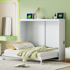 Queen Size Murphy Bed Wall Bed,White(OLD SKU:N708S00012K-1)