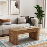 48" Farmhouse Coffee Table, Rectangle Wooden Center Table with Hidden Storage Drawer, Thick Coffee Tables for Living Room, Office, Apartment, Rest Area, Natural Wood Color