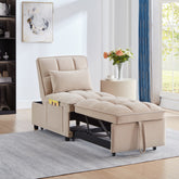 4 in1 Multi-Function Single Sofa Bed with Storage Pockets,Tufted Single Pull-out Sofa Bed with Adjustable Backrest and Pillows ,Convertible Chaise Lounge,Taupe