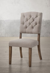 Bernard Beige Linen & Weathered Oak Finish Side Chair (Set of 2)