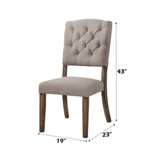 Bernard Beige Linen & Weathered Oak Finish Side Chair (Set of 2)