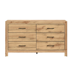 Rustic Natural Finish 6-Drawers Dresser Wooden Bedroom Furniture 1pc Storage Cabinet
