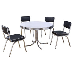 Marla White and Chrome 5-piece Dining Set