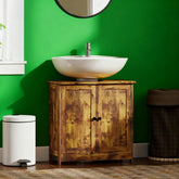 Bathroom Vanity Cabinet, Under Sink Bathroom Cabinet with 2 Doors and Adjustable Shelf, Rustic Brown (Without bathroom basin)