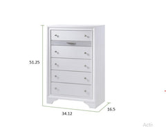Matrix Traditional Style 5 Drawer Chest made with Wood in White color