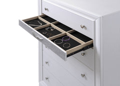 Matrix Traditional Style 5 Drawer Chest made with Wood in White color