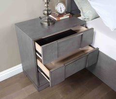 Contemporary Style 1pc Nightstand Nickel Finger Pulls Dovetail Drawers Ball Bearing Glide Gray Finish Bedroom Furniture