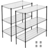 3 Tier Metal Shelf Wire Shelving Unit - Set of 2, 1050lbs Capacity Heavy Duty Adjustable Storage Rack with Shelf Liners, Extensible to 6 Tier 2100lbs Shelving Designs, 48" L x 18" D x 96" H, Black