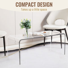 HOMCOM 39.25" Long Rectangle All Acrylic 15mm Thick Waterfall Coffee Table, Clear
