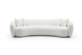 102'' 5-Seater Boucle Sofa Modern Sectional Half Moon Leisure Couch Curved Sofa Teddy Fleece Velet WHITE