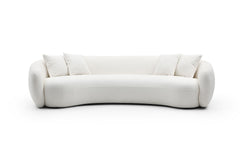 102'' 5-Seater Boucle Sofa Modern Sectional Half Moon Leisure Couch Curved Sofa Teddy Fleece Velet WHITE