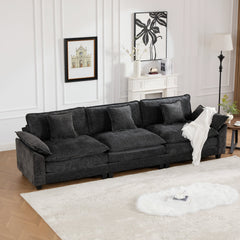 Wider Armrest 3 Seats (Ottoman is not included), Modern Sectional Couch, for Living Room Bedroom and Apartment, Comfy Double Layer Upholstered Seat Cushion, Breathable Chenille Fabric,Black,SW5043BK