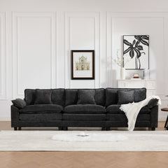Wider Armrest 3 Seats (Ottoman is not included), Modern Sectional Couch, for Living Room Bedroom and Apartment, Comfy Double Layer Upholstered Seat Cushion, Breathable Chenille Fabric,Black,SW5043BK