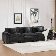 Wider Armrest 3 Seats (Ottoman is not included), Modern Sectional Couch, for Living Room Bedroom and Apartment, Comfy Double Layer Upholstered Seat Cushion, Breathable Chenille Fabric,Black,SW5043BK