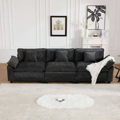 Wider Armrest 3 Seats (Ottoman is not included), Modern Sectional Couch, for Living Room Bedroom and Apartment, Comfy Double Layer Upholstered Seat Cushion, Breathable Chenille Fabric,Black,SW5043BK