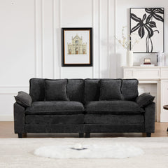 Wider Armrest LoveSeat (Ottoman is not included), Modern Sectional Couch, for Living Room Bedroom and Apartment, Comfy Double Layer Upholstered Seat Cushion, Breathable Chenille Fabric, Black,SW5042BK
