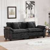 Wider Armrest LoveSeat (Ottoman is not included), Modern Sectional Couch, for Living Room Bedroom and Apartment, Comfy Double Layer Upholstered Seat Cushion, Breathable Chenille Fabric, Black,SW5042BK