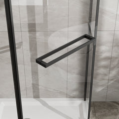 Goodyo Neo-Angle Frameless Shower Door 36 in.D x 36 in.W x 72 in.H Corner Shower Enclosure with Clear SGCC Tempered Glass Pivot Shower Door in Matte Black Finish