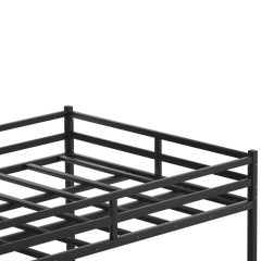 Queen Bunk Bed, Metal Bed Frame With Full-Length Guardrail and Ladder, Black,Custom mattress needed