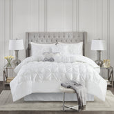 7-Piece Queen 100% Polyester Pieced Pleated Tufted Comforter Set