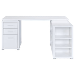 Tona White Driftwood 3-Drawer L-Shape Computer Desk