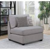 Austin Grey Cushion Back Upholstered Armless Chair with Pillows