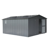 Backyard Storage Shed 11' x 12.5' with Galvanized Steel Frame & Windows, Outdoor Garden Shed Metal Utility Tool Storage Room with Lockable Door for Patio(Dark Gray)
