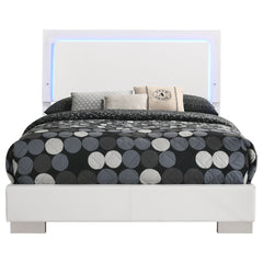 Felicity White High Gloss Wood Full LED Panel Bed