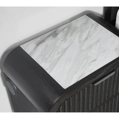 Beverly Black and White Nightstand with cooler and Speaker