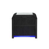 Beverly Black and White Nightstand with cooler and Speaker