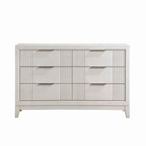 Antique White Finish 1pc Dresser with 6x Drawers Modern Bedroom Furniture, Reeded Fronts