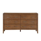 Transitional Bedroom Furniture 1pc Dresser of 6x Drawers Light Brown Finish Wooden