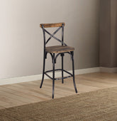 Zaire Antique Black & Antique Oak Finish Bar Chair