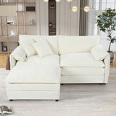 Deep Seat Sectional Sofa Cloud Couch with Ottoman, Modern Chenille Comfy Love Seat Upholstered Modular L Shaped Couch for Living Room, Apartment, Office,DIY Combination,Beige