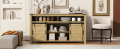 U_STYLE 59.3''Sideboard with Sliding Barn Door and Mesh Panels,Farmhouse Buffet with Open Storage,Suitable for Living Room, Hallway, Balcony,Kitchen, Office