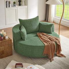 360° Swivel Chair Accent Barrel Chair Swivel Round Sofa Chair with 3 Removable Pillows for Living Room, Bedroom, Office and Hotel, Green