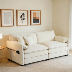 Oversized Chenille Loveseat Sofa, Oversized 2-Seater Small Cloud Couch, Modern Comfy Deep Seat Love Seat for Living Room Bedroom Office Apartment,DIY Combination,Chenille,Beige