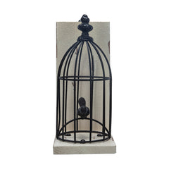 S/2 5.5x4.5x10" Distressed Black Bird Cage Bookend, Antique white